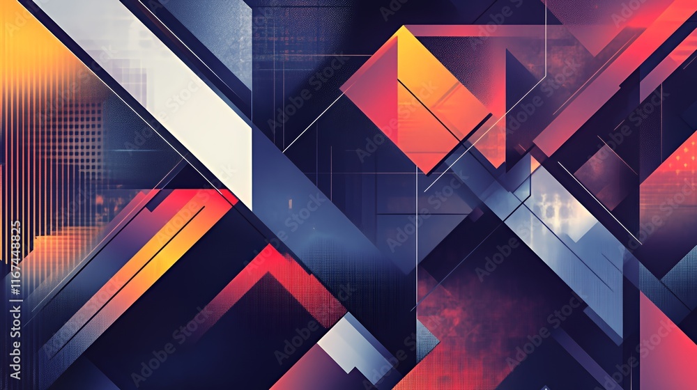 Poster abstract geometric design featuring vivid colors and shapes