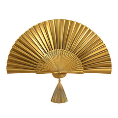 [Transparent Background PNG]Golden Decorative Fan Illustration