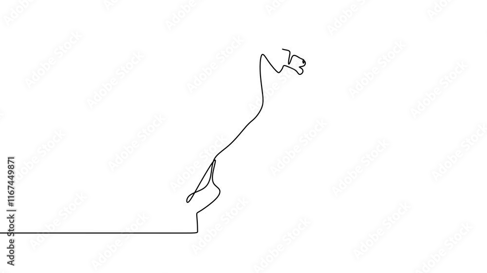 Poster jumping horse ready to run continuous line drawing animation