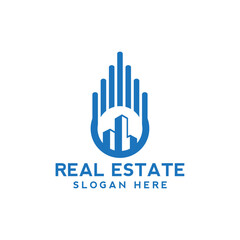 real estate corporate logo. Real estate logo vector template. Corporate real estate logo Initial Letter R Logo. Orange and White Geometric Shape Origami Style isolated on Blue Background. Flat Vector 