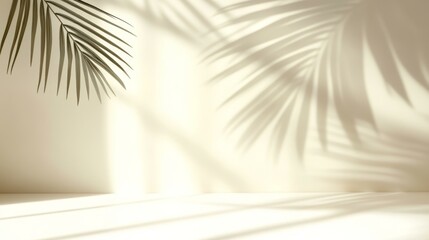 Elegant Palm Leaf Shadows on a Light Beige Background