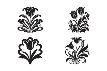 Black Tulip Vector Illustrations for Graphic and Print Use