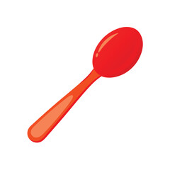 Plastic Spoon Red Vector Illustration - Cartoon, Clipart and Line Art Design.eps
