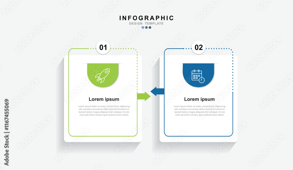 Aufkleber infographic 2 options design elements for your business data. vector illustration.