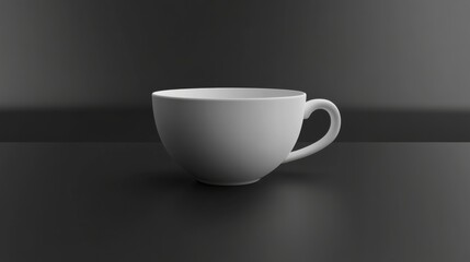 Fototapeta premium Elegant White Coffee Cup on Black Table