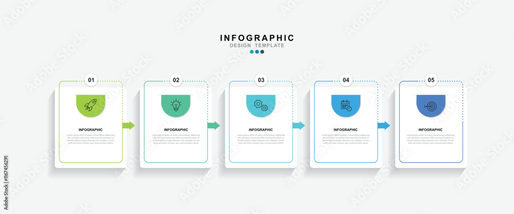 Poster infographic 5 options design elements for your business data. vector illustration.
