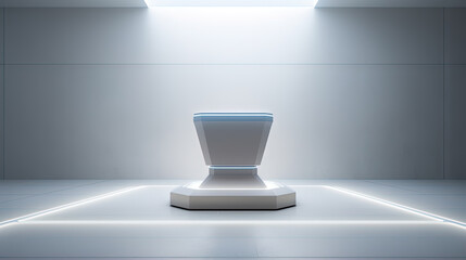Fototapeta premium Futuristic pedestal with neon glow. Product presentation mock up for cosmetic product display. Podium, stage, pedestal or platform.