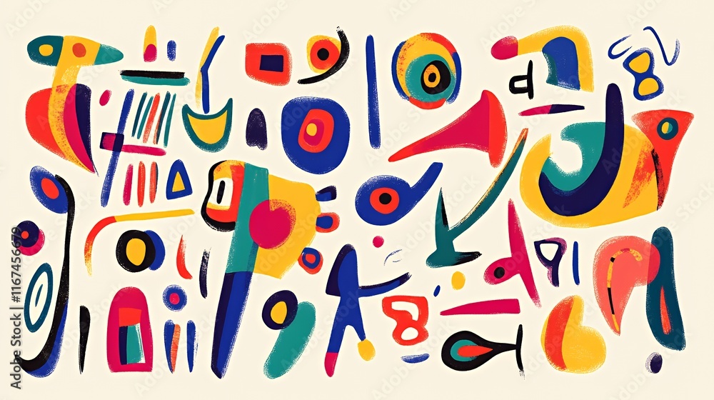 Poster abstract colorful shapes composition modern art design