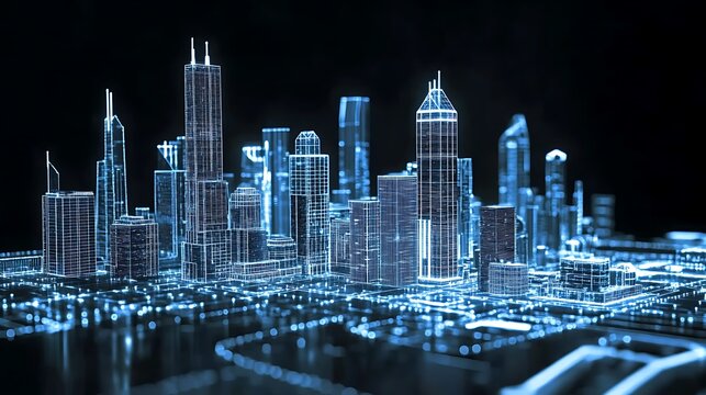 A model of a futuristic smart city with automated buildings and infrastructure