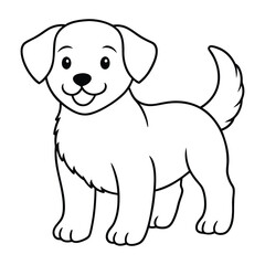 a cute baby dog with happy face on white background