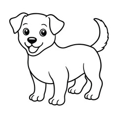 a cute baby dog with happy face on white background