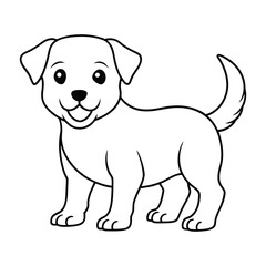 a cute baby dog with happy face on white background