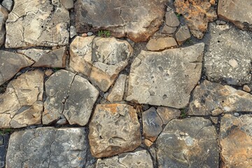 Photo of Brown pebble stone paving surface. Background texture for backdrops or mapping