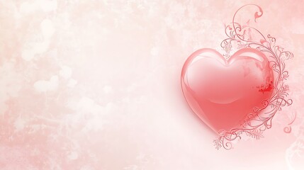 Pink Glass Heart with Delicate Floral Design