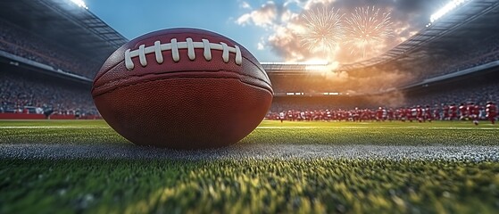 American Football on Stadium Field.