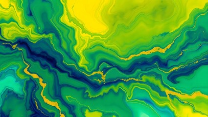 Abstract Green Yellow Blue Marble Texture