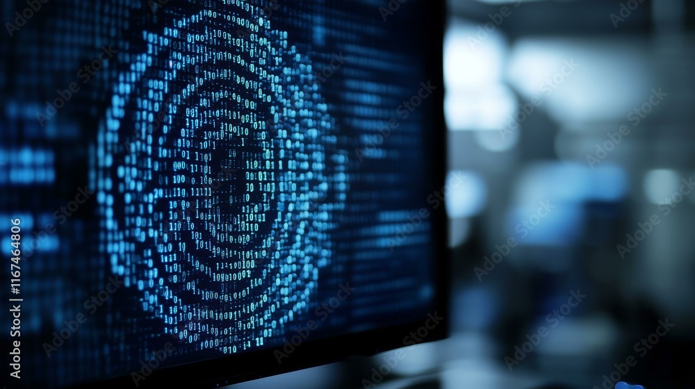 Poster digital fingerprint on computer screen