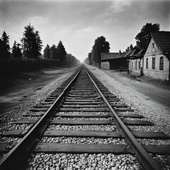 Fototapeta premium railroad tracks in the morning