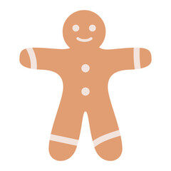 Gingerbread man dressed in festive holiday.Christmas gingerbread.Vector illustration.Isolated on white background.