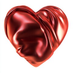 A heart composed of abstract red silk with a transparent background