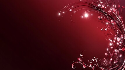 Elegant Red Floral Design With Hearts And Glowing Lights