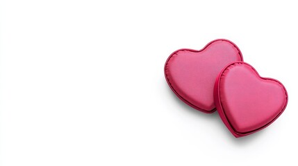 Heart-shaped pink gift boxes featuring ribbons on a white backdrop, presented from a top angle, perfect for Mother's Day or Women's Day