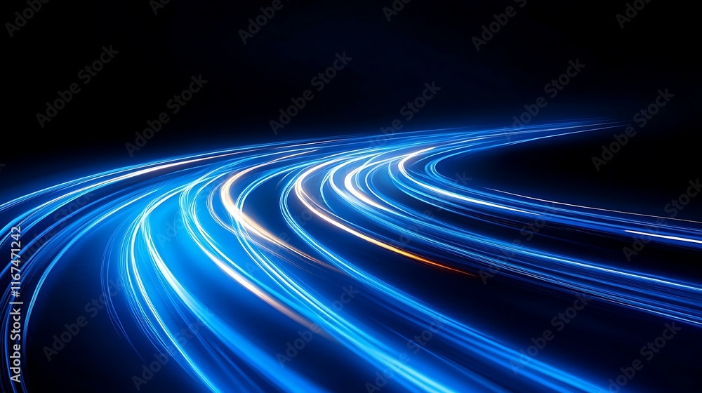 Poster abstract light trails in a curving path