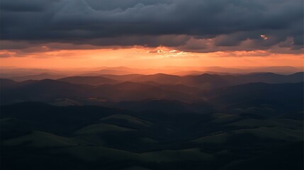 Fototapeta premium Sunset Over Mountain Ranges