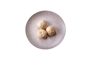 Delicious healthy steamed chicken cutlets or minced meatballs