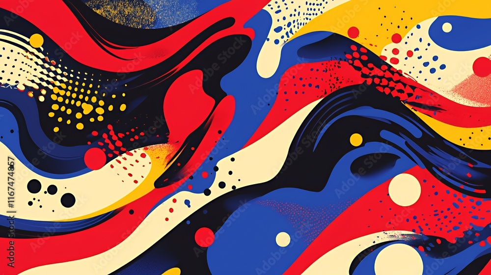 Poster abstract colorful swirls and dots design