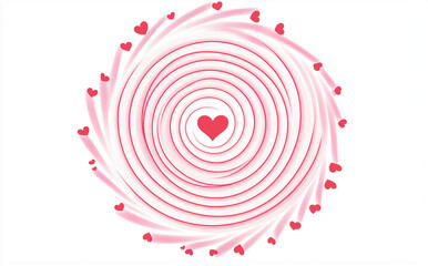 
A pink spiral line with hearts in the background, vector illustration style, valentine concept