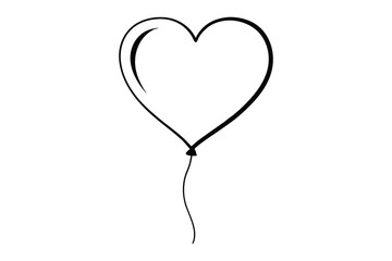 Heart-shaped balloon line art vector icon.eps
