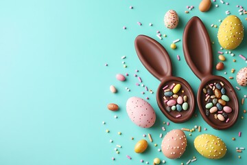 Chocolate Easter Bunny Ears with Decorated Eggs