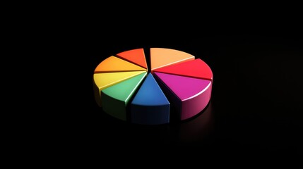Obraz premium A colorful pie chart with eight segments, representing data visualization and analysis.