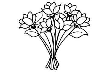 Bouquet of flower  line art vector illustration..eps