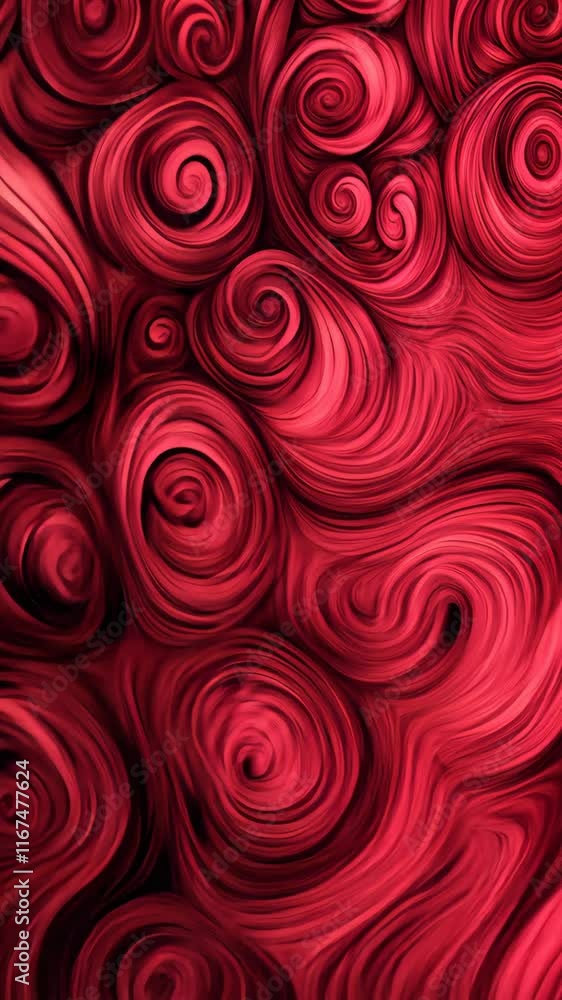 Aufkleber swirling red patterns create a vibrant texture resembling roses in a striking abstract design