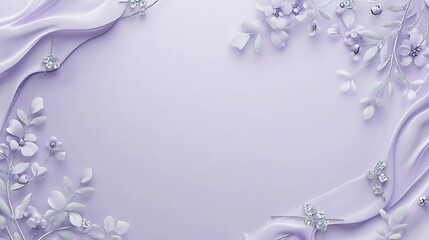 Lavender Background with Silver Floral Design and Silk Drapery
