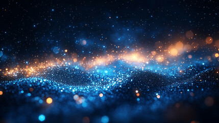 Abstract dark blue and emerald glitter shimmer creating a magical underwater space with a chaotic, de-focused effect evoking mystery, depth, and the unknown

