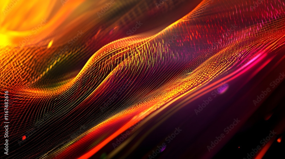 Poster abstract fiery orange and red wave data visualization