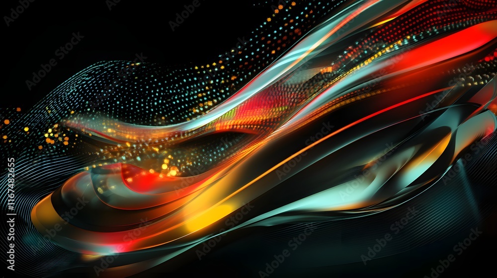 Poster abstract swirling vibrant colors creating a dynamic design