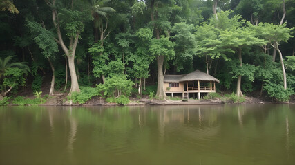 Obraz premium Tropical Rainforest Wellness Retreat Send the winner to a tropical rainforest wellness retreat, focusing on rejuvenation and self-discovery. The experience includes yoga and meditation sessions, spa t