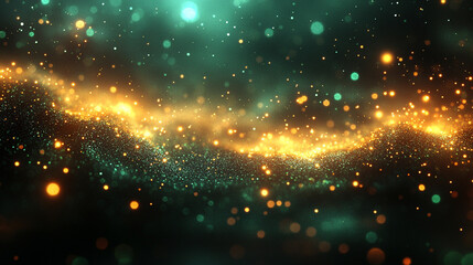 Fototapeta premium Abstract dark blue and emerald glitter shimmer creating a magical underwater space with a chaotic, de-focused effect evoking mystery, depth, and the unknown