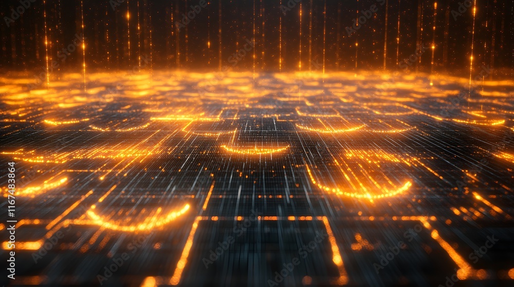 Poster glowing circuit board abstract digital data stream