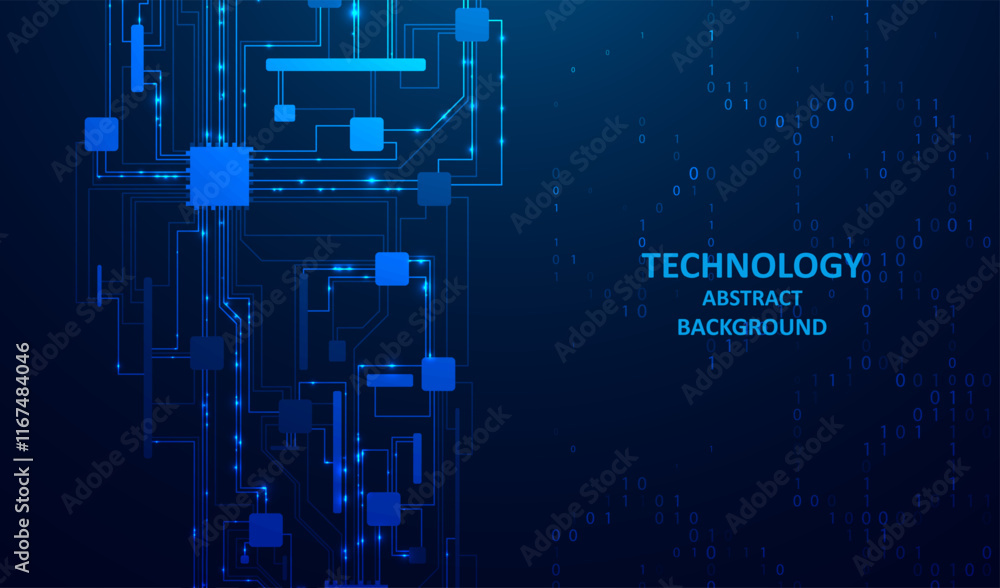 Poster abstract futuristic circuit board background. big data code representation. hi-tech illustration of 
