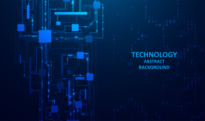 Abstract futuristic circuit board background. Big data code representation. Hi-tech Illustration of digital technology. Graphic concept for your design