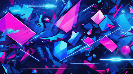Abstract Geometric Shapes in Vibrant Neon Colors