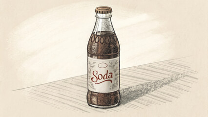Hand-drawn artistic rendering of a soda bottle.