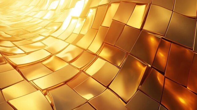 Golden Abstract Background: Luxurious 3D Cubes