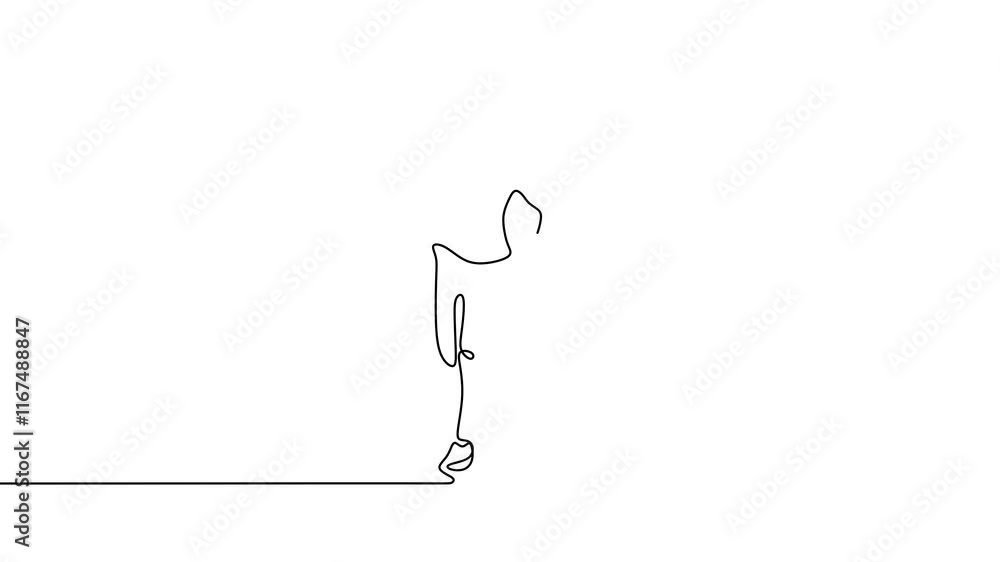 Poster a man run and towing a javelin continuous line drawing animation