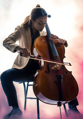 Fototapeta premium PNG Cello adult concentration performance.